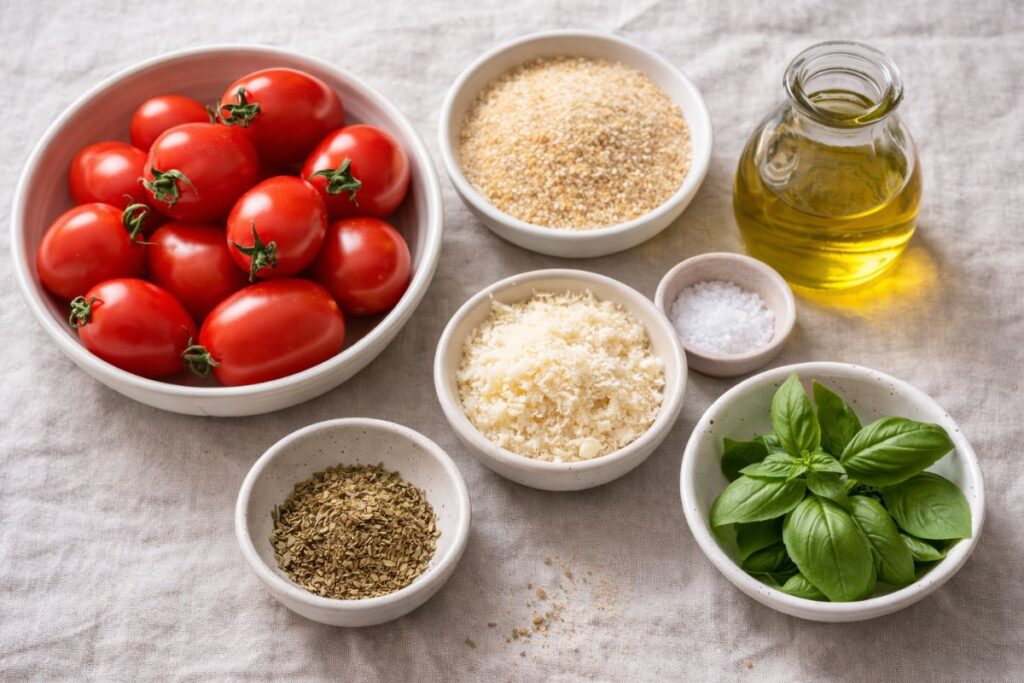 Pomodorini gratinati al microonde, ingredienti