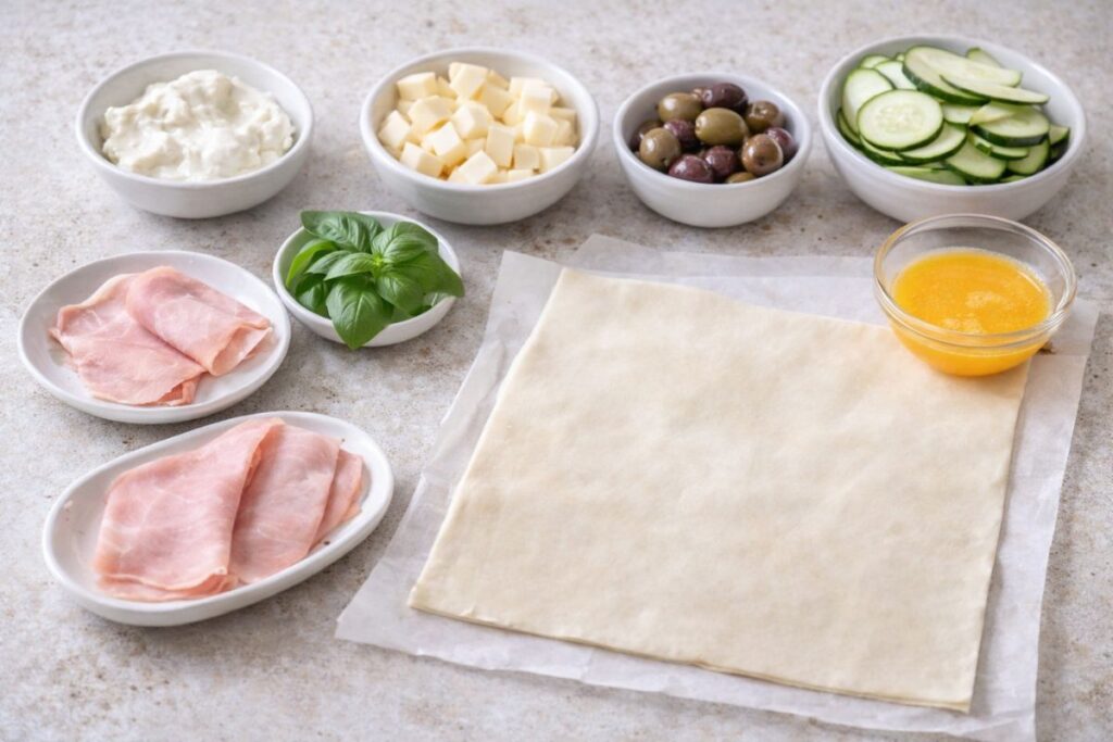 Strudel salato al microonde, ingredienti
