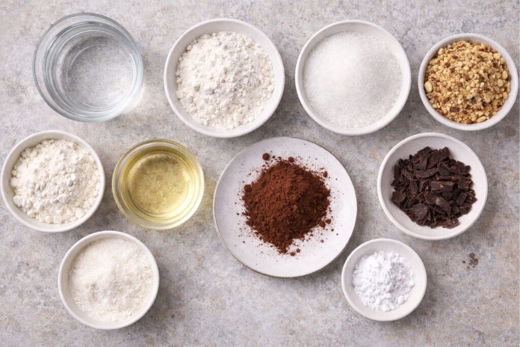 Torta al cacao vegana al microonde, ingredienti