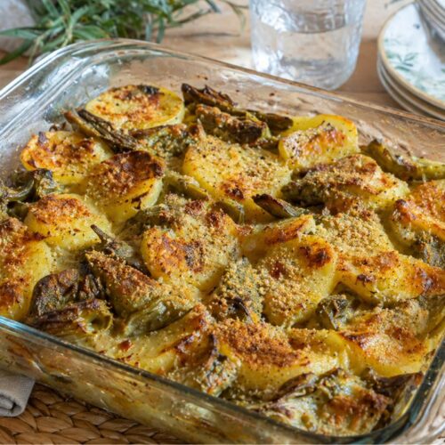 Tortino di patate e carciofi al microonde