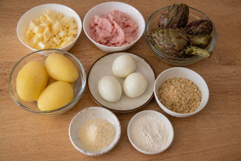 Tortino di patate e carciofi al microonde, ingredienti