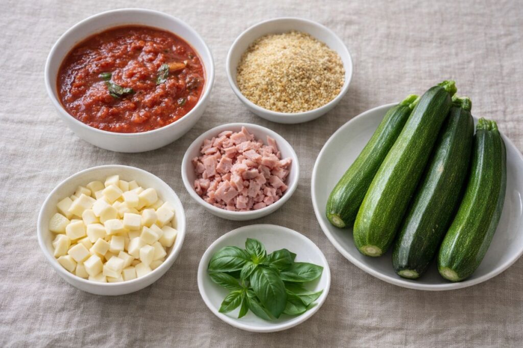 Zucchine ripiene al microonde, ingredienti