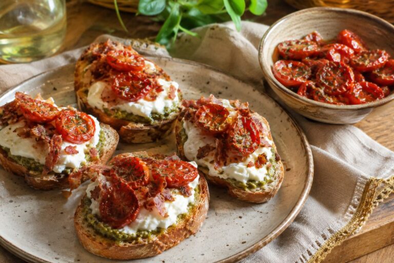 Bruschetta con pomodorini confit al microonde
