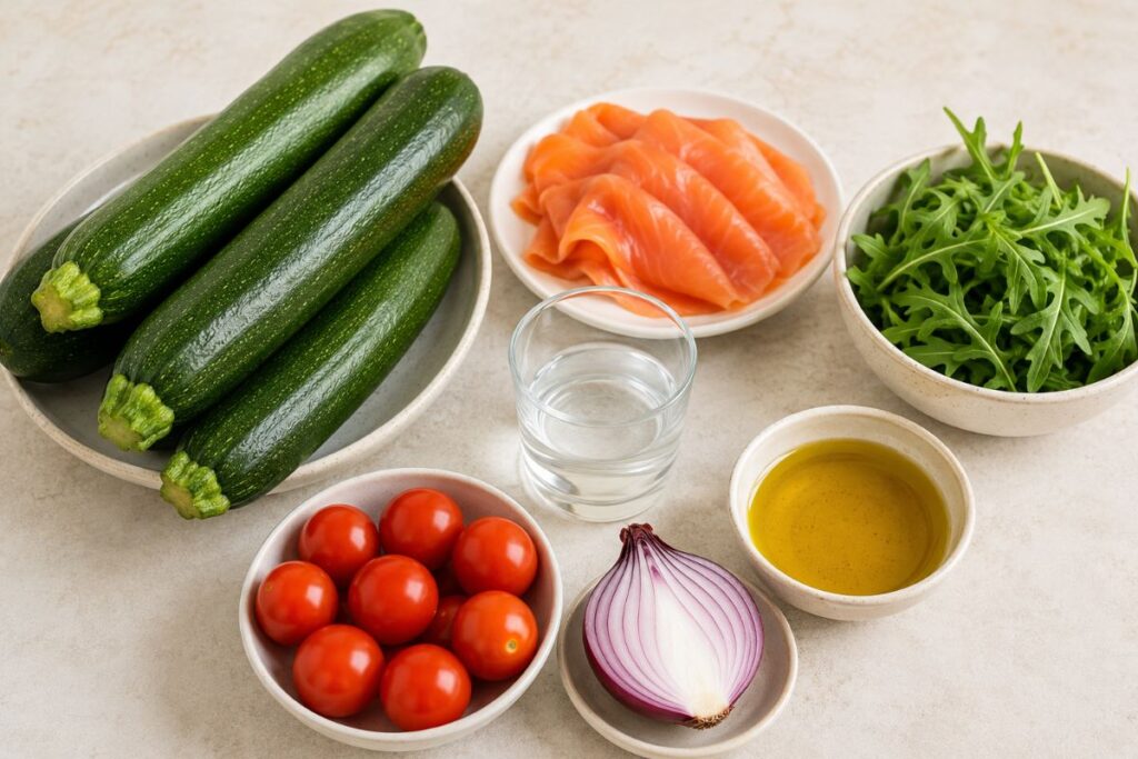 Insalata di zucchine e salmone al microonde, ingredienti