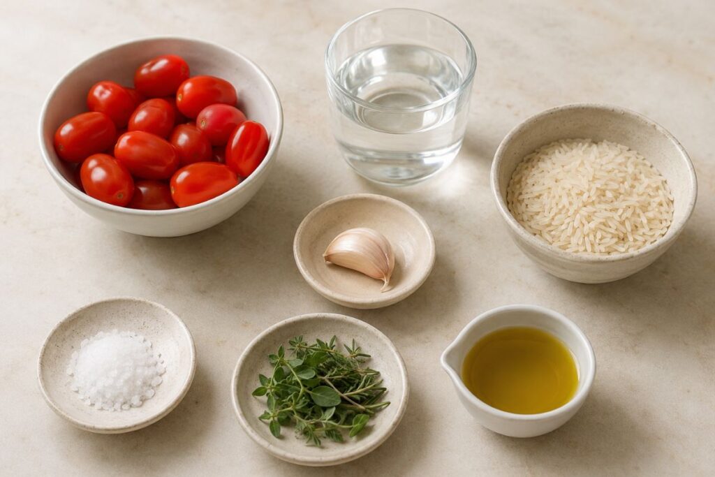 Riso al pomodoro in vasocottura al microonde, ingredienti