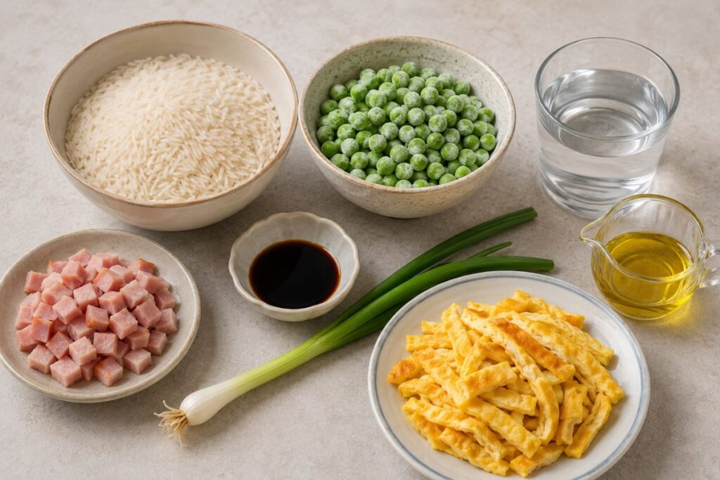 riso alla cantonese al microonde, ingredienti